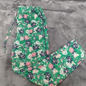 Sfera Green Floral Drawstring High-Waisted Pants Size M